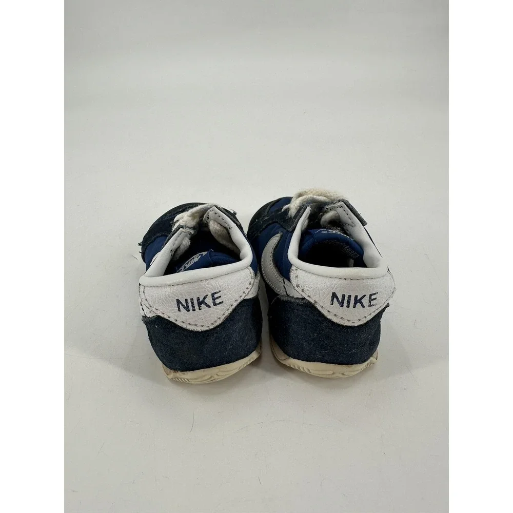 RARE Vintage 80s NIKE Baby Toddler Shoes Blue Suede Sneakers #830305 Size‎ 3.5